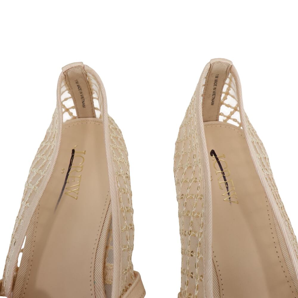 NWOB J.Crew Factory Sequin Plaid Mary Jane Flats Gold Sequin Size 11 - Picture 5 of 7